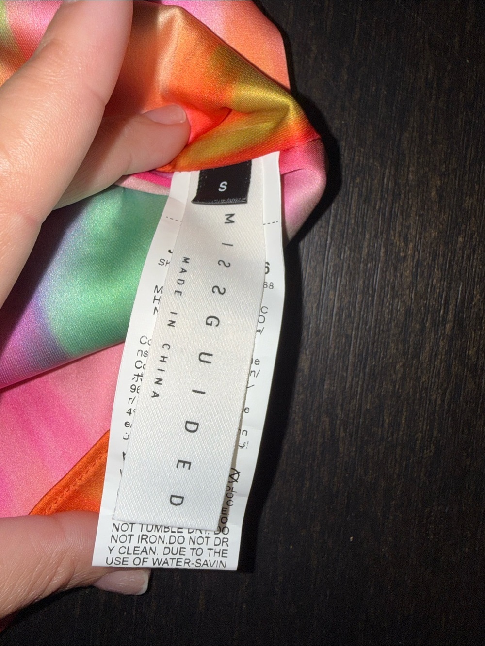 Missguided Rainbow Watercolor Slip Dress Barbiecore Abstract Print Y2K - Picture 7 of 8